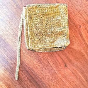 Whiting & Davis Shimmering Gold Mesh Shoulder Bag